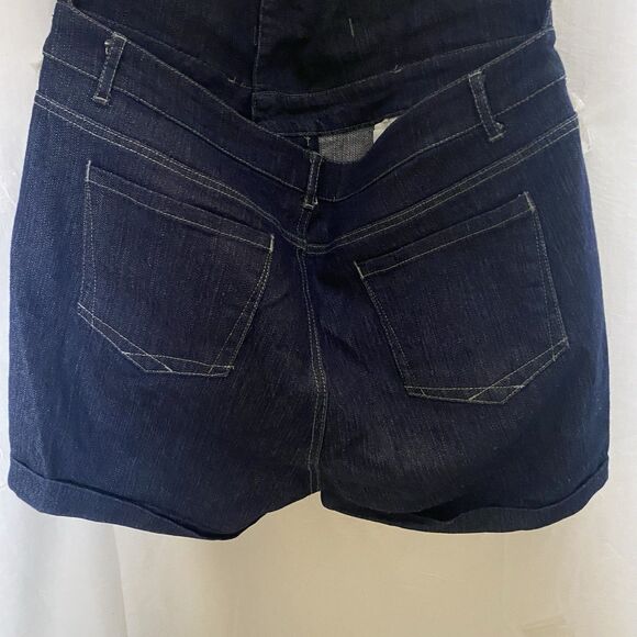 KO KO AILIS Romper Denim Halter Shorts Button Stretch Cuffed Retro Women 14 Blue - Picture 9 of 11